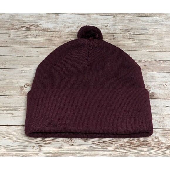 Giro Mens Womens Unisex One Size Burgundy Knit Beanie Hat Pom Pom Soft - Picture 2 of 4